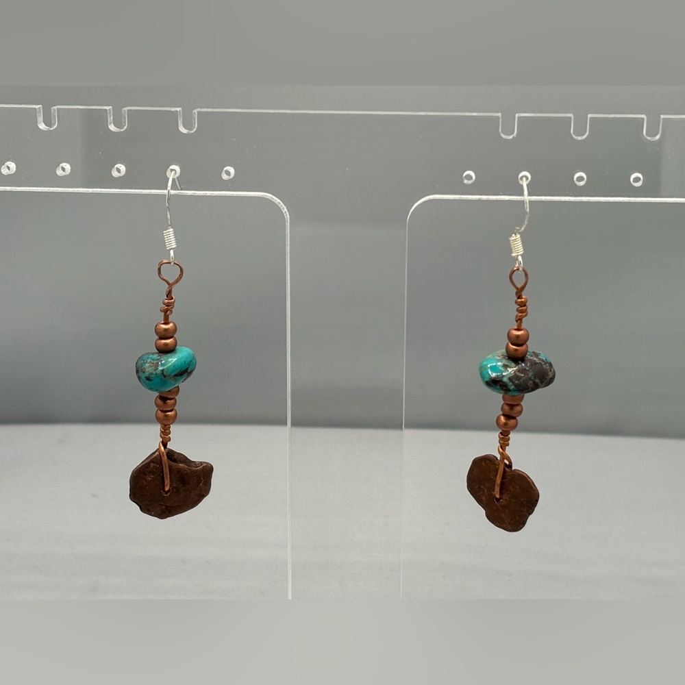 Turquoise and Copper Dangle Earrings